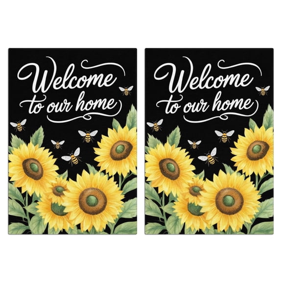 2 Pcs Funny Kitchen Towels,Welcome To Our Home Bees and Sunflowers Microfiber Dish Towels,Kitchen Tea Towels,Kitchen Towel Set (18" X 26")