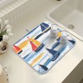 thumbnail image 4 of Yayeee Dish Drying Mat for Kitchen Counter 16" x 18" Microfiber Super Absorbent Coffee Decorative Pad, Orange Hand Drawn Sailboats, 4 of 9