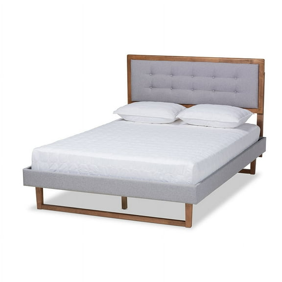 Livinia Modern Transitional Light Grey Fabric Upholstered Full Size Platform Bed