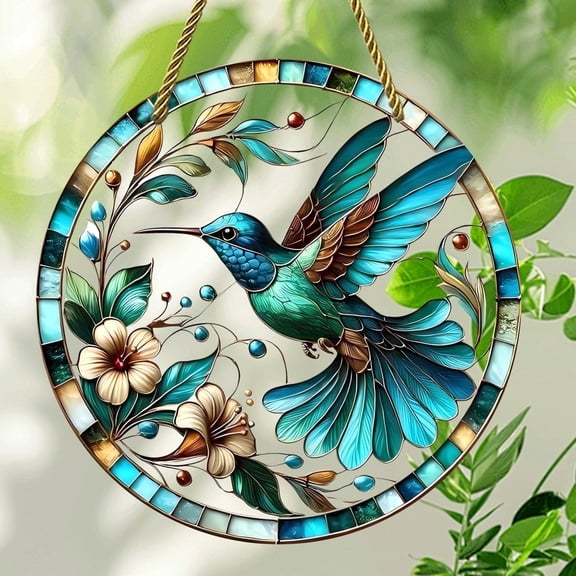 Sinkoo 8inch Hummingbird Sun Catcher indoor Window, Acrylic Suncatcher for Windows, Hummingbird Decor Brithday Gift for Family Friends Bird Lovers