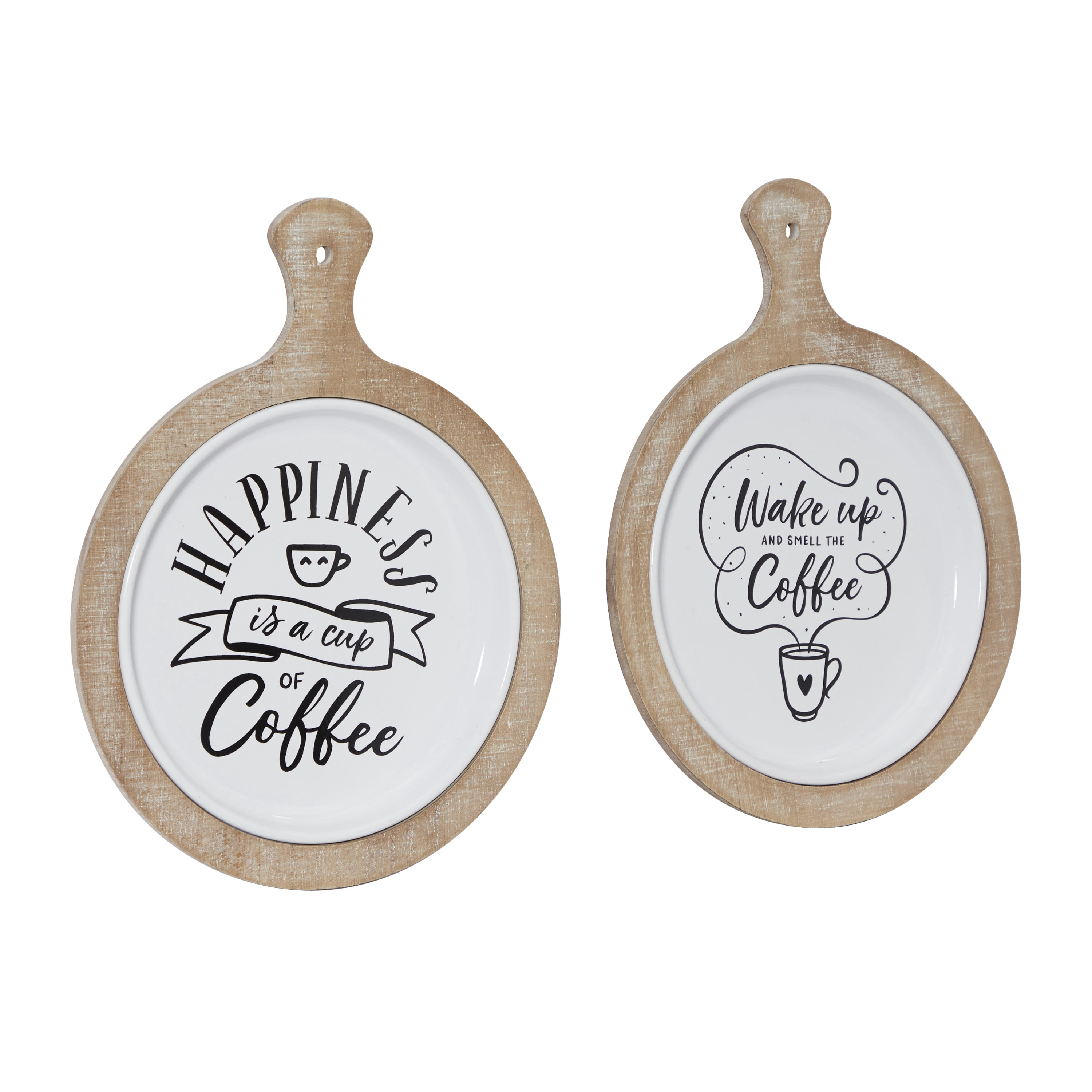 DecMode Indoor White Metal Farmhouse Wall Decor, Set of 2