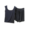 thumbnail image 2 of RKSTN Pyjama pour Femmes Ensemble Coton à Volants Grande Taille Col Ras du Cou Sans Manches Camisole de Pyjama avec Shorts 2 Pcs Pyjama Léger pour Femmes, 2 of 5