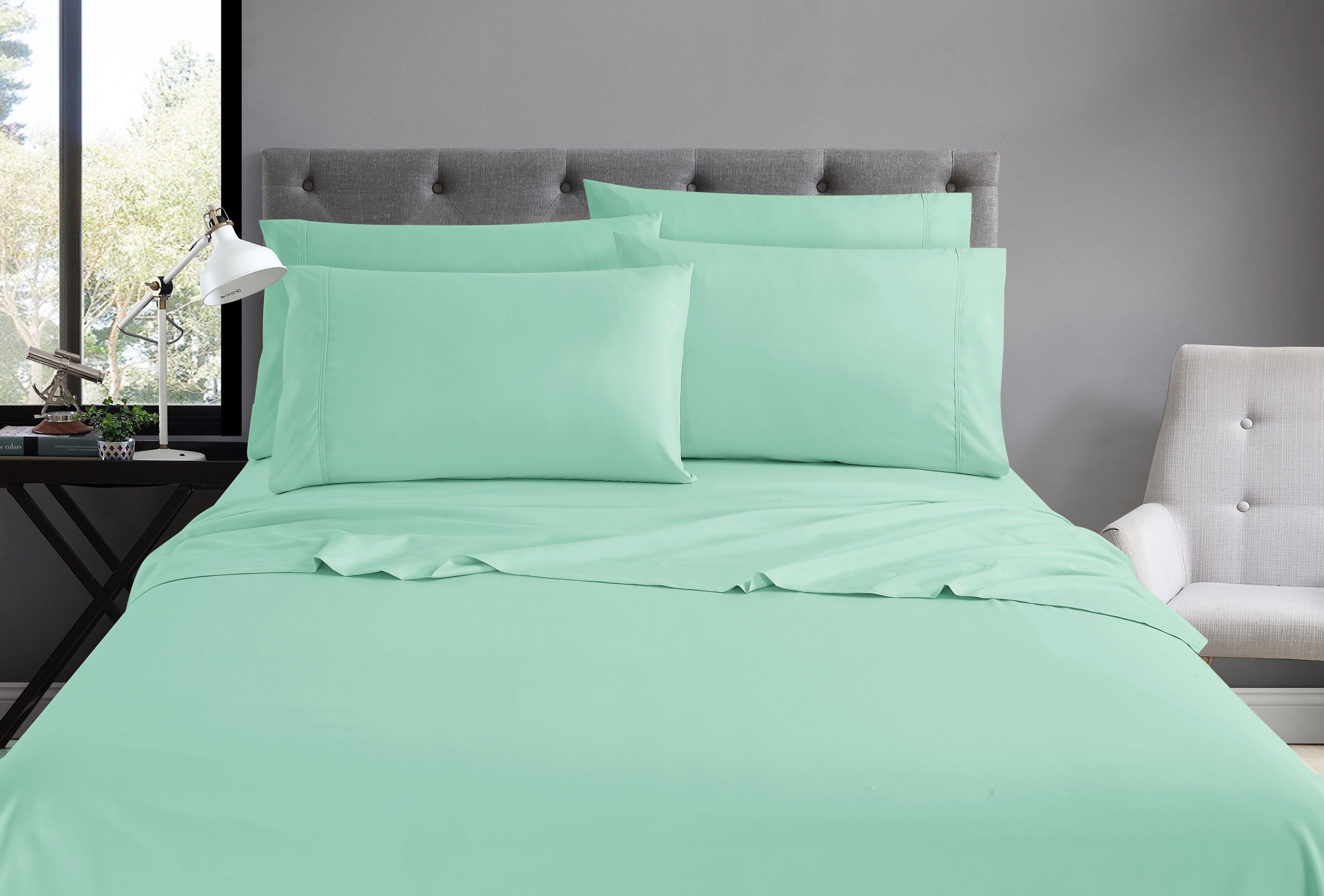 Swift Home Luxury 4-Piece Sheet Set with Extra Pillow Case, Twin, Sea Foam