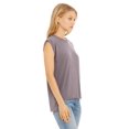 thumbnail image 2 of Bella Canvas Womens Flowy Rolled Cuffs Muscle Tee, 2XL, Storm, 2 of 3