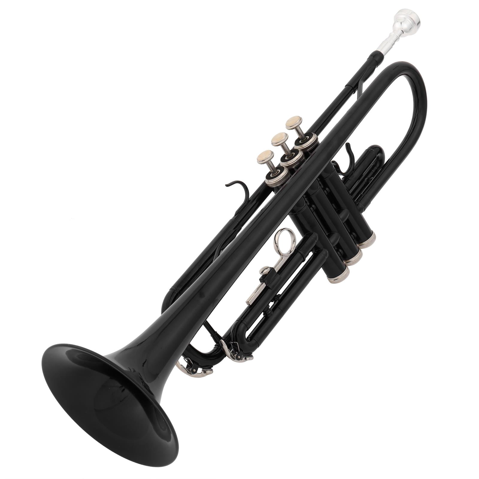 BaytoCare Standard Trumpet Set for Beginner, Brass Student Trumpet Instrument with Hard Case,Black