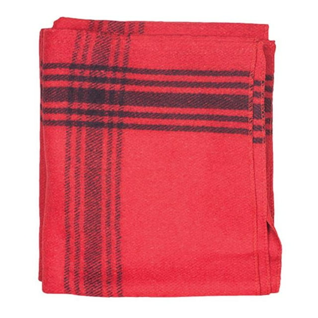 Couverture en Laine Rouge Rayée Marine