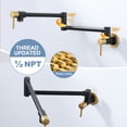 thumbnail image 3 of WOWOW Wall Mounted Pot Filler Faucet with Double Handle in Gold and Black, 3 of 6