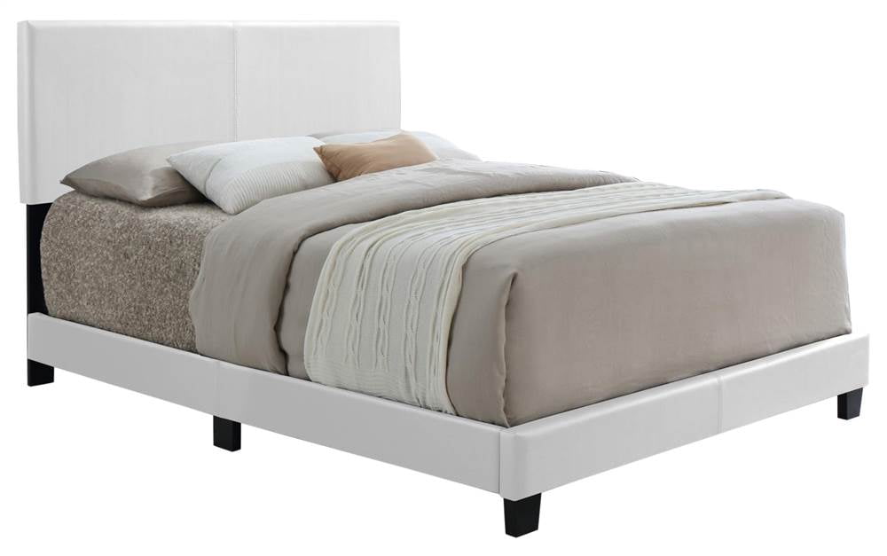 Jessica White Queen Bed in Faux Leather