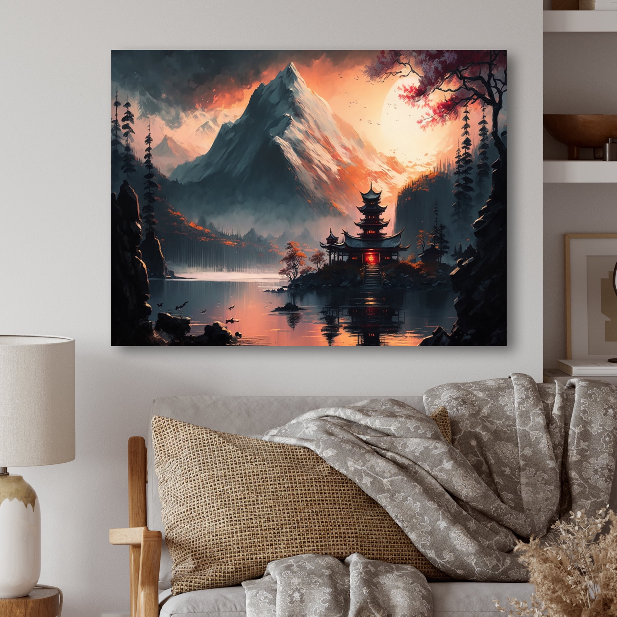 Designart Architectural Building On Island Landscape IV Canvas Wall Art