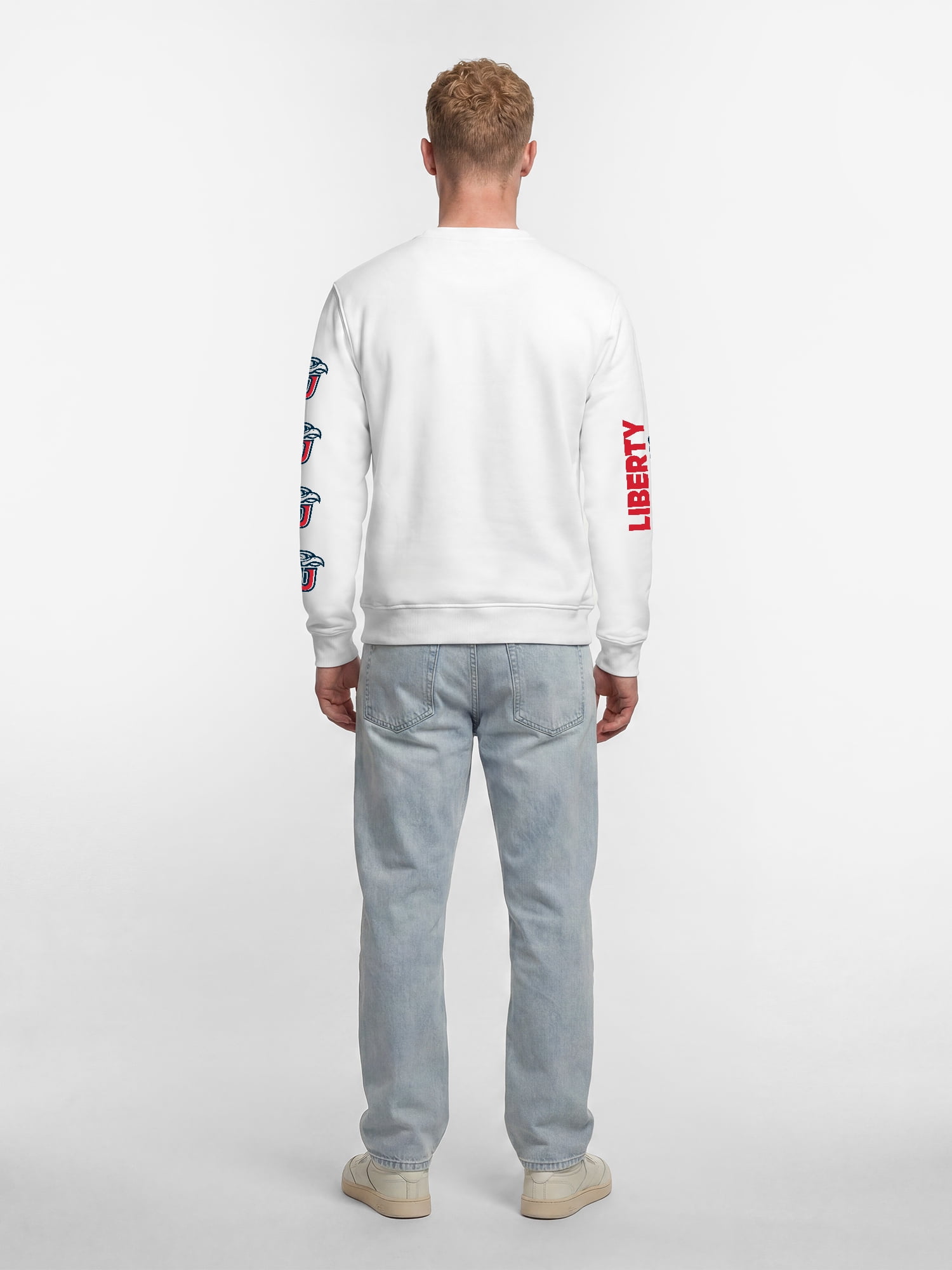 Liberty Flames Reebok Mens White Crew Sweatshirt