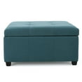 thumbnail image 3 of GDF Studio Kwesi Contemporary Tufted Storage Ottoman, Dark Teal and Dark Brown, 3 of 12