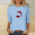 thumbnail image 2 of Besolor Chemises de Noël 3/4 pour Femmes Tunique Imprimée Col Rond Hauts Décontractés Grande Taille Blouse de Vacances pour Dames, 2 of 4
