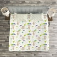 thumbnail image 3 of Ambesonne Cartoon Quilted Bedspread Set 3 Pcs, Giraffes Flying Art Design, King Size, Multicolor, 3 of 3