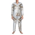 thumbnail image 3 of Gaeub White Reindeer Portrait Mens Pajamas Set Mens Sleepwear with Long Sleeve Top & Bottoms PJs-Medium, 3 of 7
