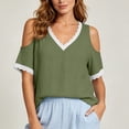 thumbnail image 5 of Cilsoka Lace Crochet Cold Shoulder Tops for Women Trendy Summer Short Sleeve Tunic Shirts Casual Loose Blouses, 5 of 6
