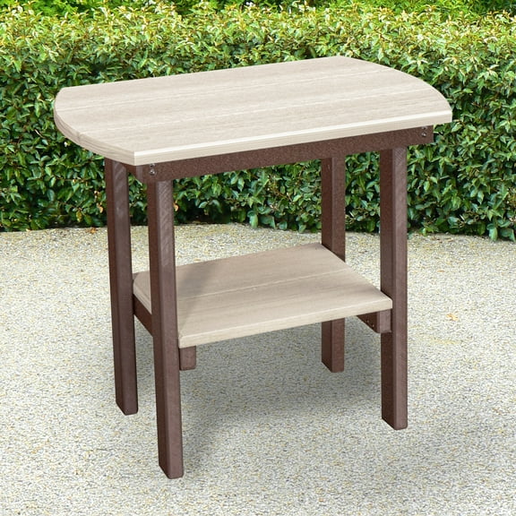 American Furniture Classics Model 525BITB Outdoor Oval End Table in Birchwood on Tudor Brown Base