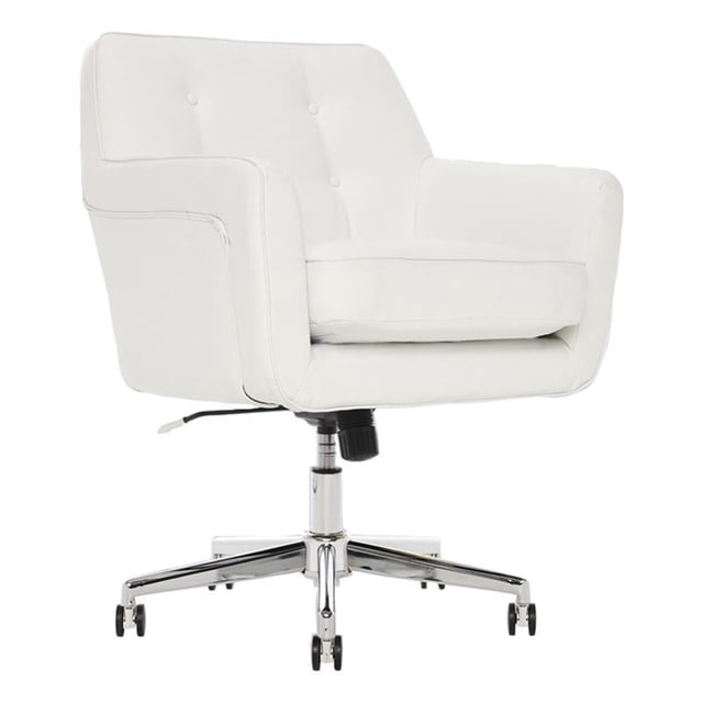 Scranton & Co Chaise de Bureau à Domicile en Tissu avec Coussinage en Mousse Mémoire, Blanc