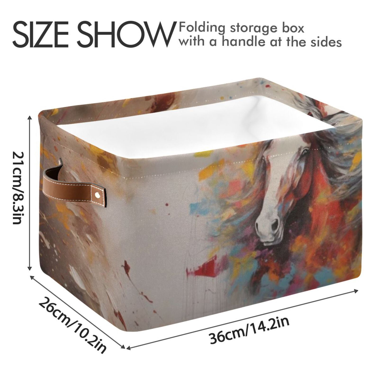 Horses Painting Storage Bins Baskets With Handles Storage Box Clothes Organizer Organization Toys