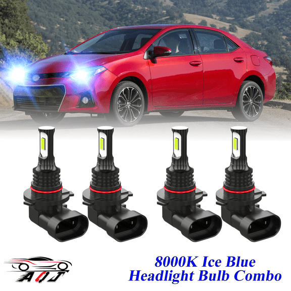 8000K Ice Blue LED Headlight Bulbs Combo Kit For Toyota Corolla 2001-2016