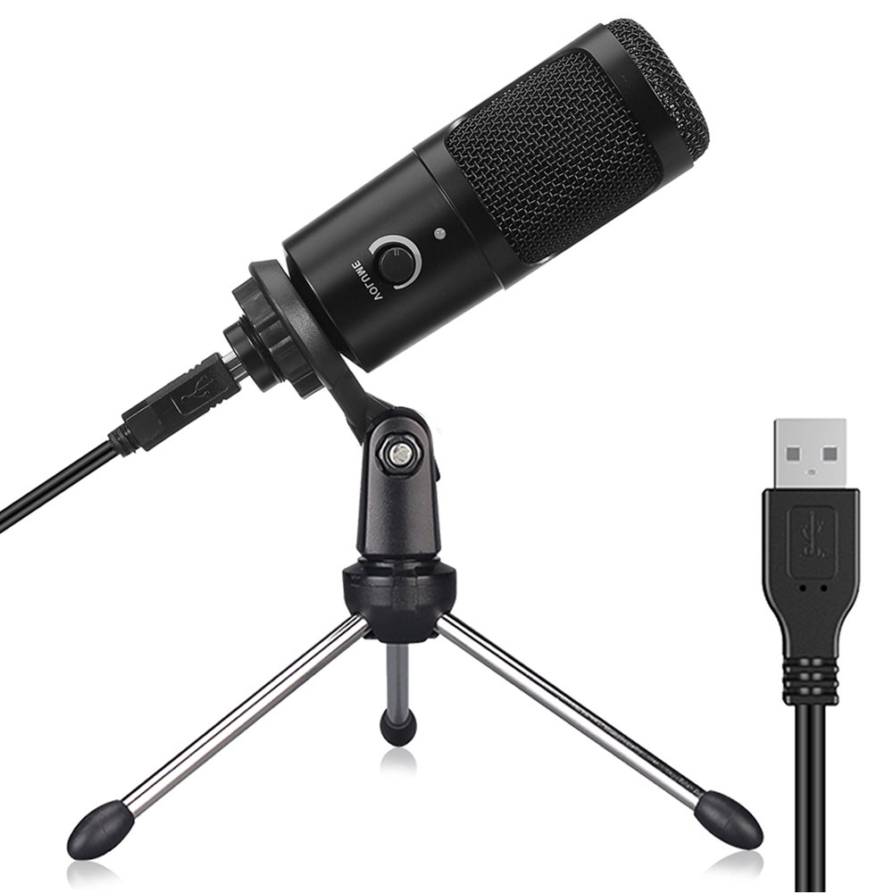 USB Microphone Recording Condenser Microphone with Foldable Tripod Stan