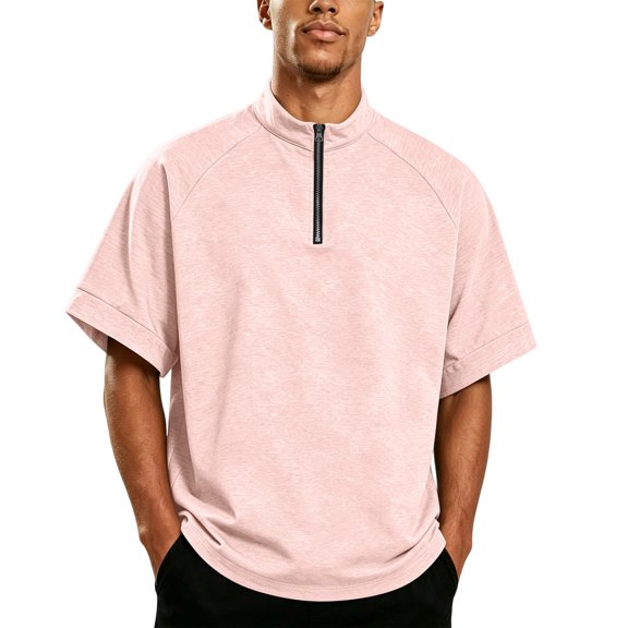 Golf Shirts for Men Quarter Zipper Relaxed Fit Drop Shoulder Summer Tee Classic Breathable Comfy Solid Workout Casual Tops