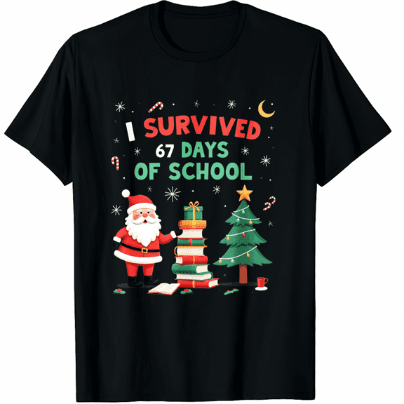 I Survived 67 Days of School Christmas Candy Cane Six Seven T-Shirt (Men's, Women's)