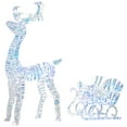 thumbnail image 1 of Outsunny Lighted Christmas Reindeer with Sleigh, Waterproof Holiday Decor, 1 of 10