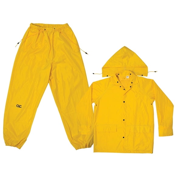 3-PIECE MEDIUM-WEIGHT YELLOW POLYESTER RAIN SUIT SIZE 2X-LARGE