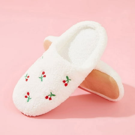 

Aayomet Womens Slippers Warm Large Winter Non Slip Cute Slippers for Women Indoor (White 8.50)