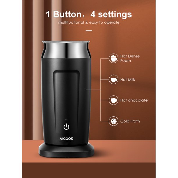 AICOOK Milk Frother, 4 in 1 Multifunctional Frother Machine, Hot and