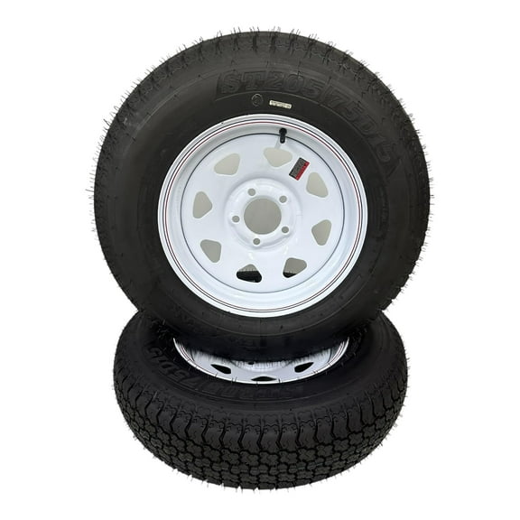 2-Pack Trailer Tire on Rim ST205/75D15 Tex Star LRC 6 Ply Bias 5 Lug White Spoke Wheel 5X4.5" Bolt Pattern