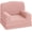 Pink, variant on Kids Convertible Sofa Chair with Washable Sherpa Cover - Crown Design Fold Out Toddler Bed, Pink