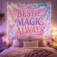 thumbnail image 2 of Bestie Magic Lettering with Hearts and Pastel Clouds, Cheerful Celestial Style for Teen Girls, Friendship Wall Art Friendship Gift, Tapestry Wall Hanging for Bedroom and Dorm, 2 of 7