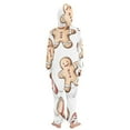 thumbnail image 3 of Gingerbread Man Christmas One Piece Pajamas Soft Jumpsuit Cozy Sleep and Play Romper Zipper and Pockets 13-14Y, 3 of 8