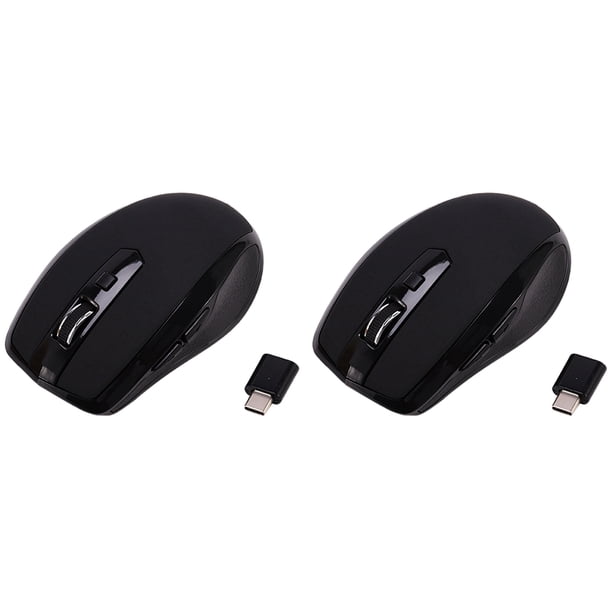 2X Type-C 2.4Ghz Raton Inalambrico Disponible con Receptor USB C para Pro Y Chromebook Negro