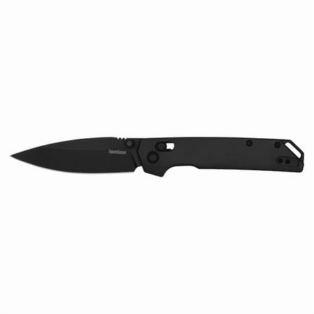 Kershaw Iridium Pocket Knife 3.4 Spear Point D2 Black Oxide Blade Aluminum Handle Black