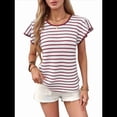 thumbnail image 4 of Blusas de Punto de Corta para Mujer, Cuello Redondo de Verano con Volantes, Color Rojo S, 4 of 10