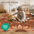 thumbnail image 4 of ODIKA 8'x10' Washable Area Rug Vinyl Palette Orange Botanical Repeating Peach Bedside Sunflower for Dining Room, Large Office, Lounge, Non-Slip Chair-Friendly Mat, 4 of 7