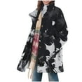 thumbnail image 2 of AUNVITO Women Winter Fleece Jacket Fluffy Cozy Floral Print Loose Fit Button Front Stand Collar Long Sleeve Casual Outerwear, 2 of 7