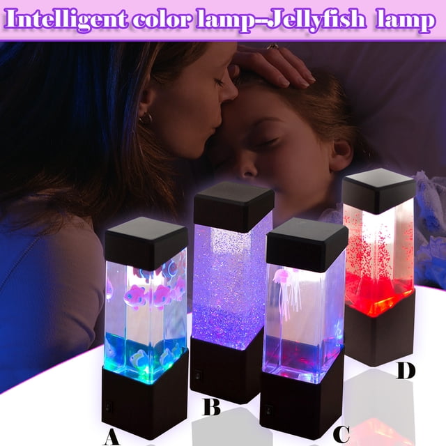 Fiudx Lámpara de Volcán de Medusas, Pantalla de Luz Led, Efecto Subacuático Relajante, Acuario de Medusas Flotante, Decoración Del Hogar, Luz Nocturna Antiestrés, Tamaño 7X7X23.5Cm