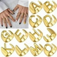 thumbnail image 2 of EOEMY Gold Plated Initial Letter Open Knuckle Rings Alphabet A To Z Women Adjustable-B, 2 of 9