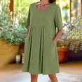 thumbnail image 2 of Sentmoon Robes en Lin pour Femmes 2026 avec Poches Col Rond Couleur Unie Robe de Bal Manches Courtes Coupe Régulière Indispensables pour la Plage et l'Entraînement Robes Décontractées pour Femmes pour un Usage Quotidien Vert TG, 2 of 9