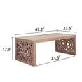 thumbnail image 5 of Hassch Modern Boho Coffee Table in Natural Wood Finish, Traditional Rectangular Center Table with Intricate Carved Panels, Easy to Assemble, 5 of 7