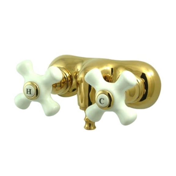 Elements Of Design Dt0412px Double Handle Wall Mounted Clawfoot Tub Filler - Brass