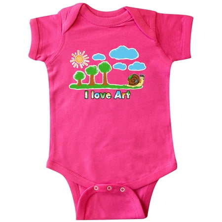 

Inktastic Painting Snail I Love Art Clouds Sun and Tree Gift Baby Boy or Baby Girl Bodysuit