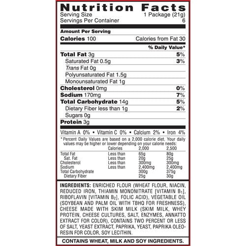 Cheese its nutritional information