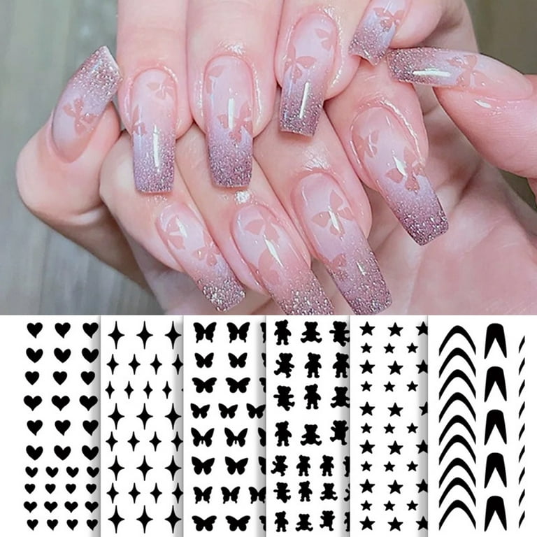 Airbrush Nail Art Stencils Heart Number Butterfly Self-Adhesive