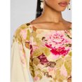 thumbnail image 5 of Floral Print Long-Sleeved Bell-Sleeve Evening Dress, 5 of 6