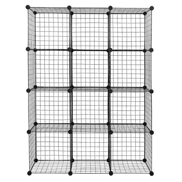 12 Cube Organizer Storage Shelves Wire Origami Metal Grid Multifunction Shelving Unit Modular Bookcase Com 12 Cube Organizer Storage Shelves Wire, Metal Wire Storage Cubes Organizer