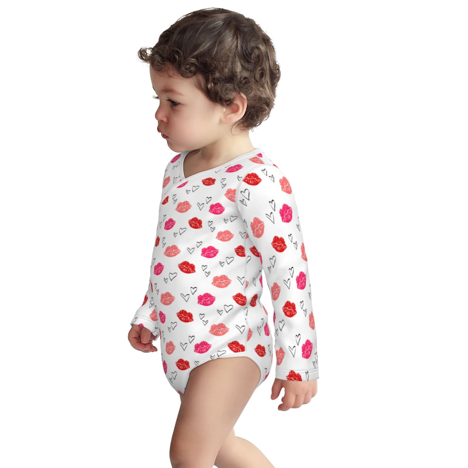 Xecao Red Lips 1 Print Baby unisex-baby Cotton Long-sleeve Bodysuits-3 Months